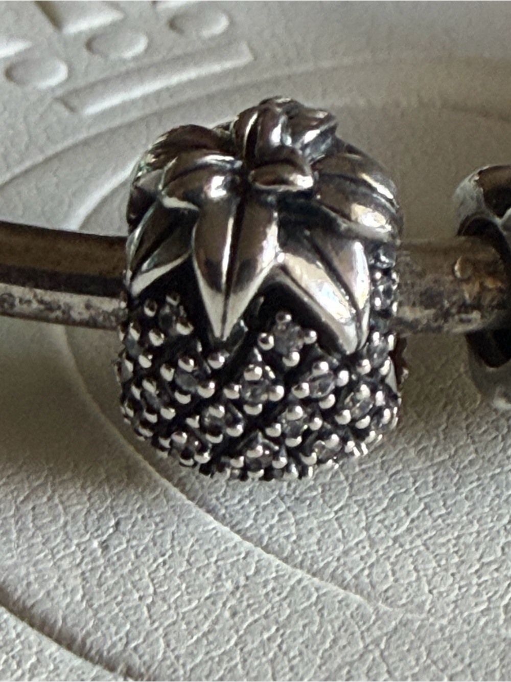 Authentic Pandora pineapple CZ charm silver